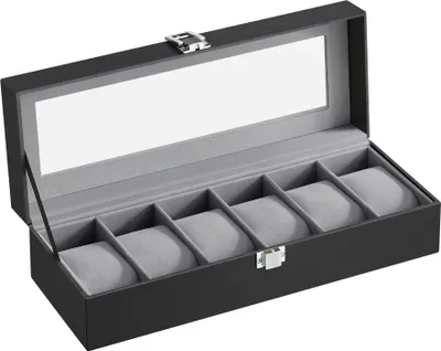 Immagine prodotto di Valora Watch Case 6 JWB06BK - Scatola portaoggetti compatta per 6 orologi in elegante nero