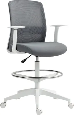 Produktbild von HOMCOM Bürostuhl Ergonomischer Schreibtischstuhl mit Armlehne, Fußring, Grau