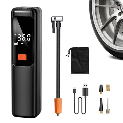 Produktbild von Tragbarer Reifenfüller mit Kompressor,Automatische Abschaltung, kabellose, Wiederaufladbare Autoreifenpumpe für Auto, SUV, Motorrad, Fahrrad & Bälle