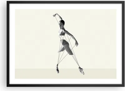 Produktbild von Gerahmtes Poster - Schwarzer Rahmen - Surreal Ballerina Marionette - 70x50 cm - Wand Bild - Wanddeko - Wandbilder - Kunstposter - Wandposter - Bilderrahmen - Bilder - Kunstdruck - P2BAA70x50-4812
