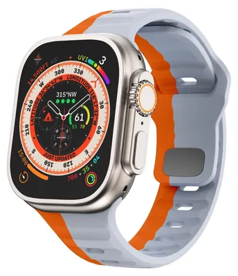 Image de Pour Apple Watch Ultra 2 / 1, bracelet en silicone à motif ondulé, 49 mm, orange / gris