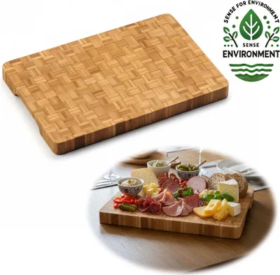 Produktbild von LS-LebenStil Nachhaltiges Profi XL Holz Schneidebrett 36cm Stirnholz Bambus Küchenbrett Tranchierbrett Servierbrett Holzbrett Brotschneidebrett