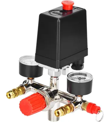 Druckluft-Druckschalter 90-120 PSI, Doppelmanometer, 230 V