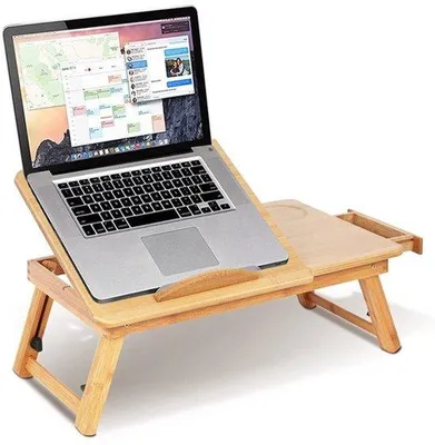Zdjęcie produktu dla Stolik pod laptop – regulowany – składany – bambusowy