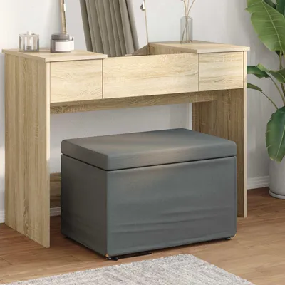 Produktbild von Möbel Hocker Wohnzimmer - elegante Design - Schlafzimmerbank/Sitzhocker - Dunkelgrau 61x41x40cm Stoff und Pressholz - Barhocker Top8147385