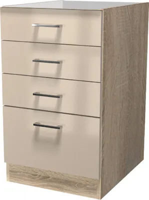 Produktbild von Schubkastenschrank ohne Arbeitsplatte - 50 cm breit - Kaschmir Glanz Sonoma Eiche – Neapel