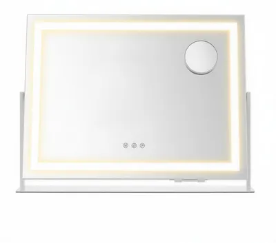 Image de Miroir de maquillage à intensité variable, avec éclairage ettactile | Blanc mat | 62,5 x 10 x 45,8 cm