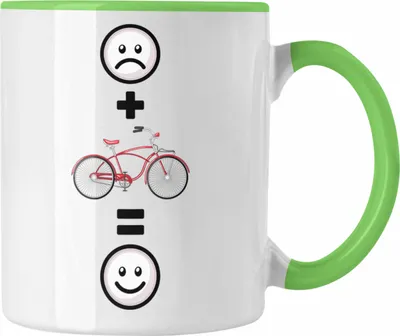 Produktbild von Trendation - Fahrrad Tasse Geschenk für Fahrradfahrer Lustige Geschenkidee :( + Fahrrad = :) (Grün)