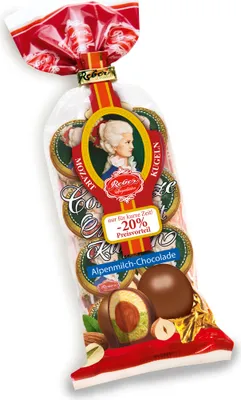 Produktbild von Constanze Mozart Kugeln umhüllt mit 2 Schichten Alpenmilch Schokolade