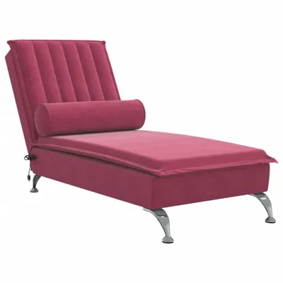 Produktbild von vidaXL Massage-Chaiselongue mit Nackenrolle Weinrot Samt