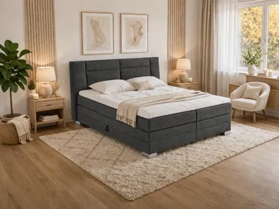 Produktbild von MODERN Furniture Boxspringbett CALMA Comfort mit Bettkasten, 160x200 und hohem Kopfteil, Castel 97