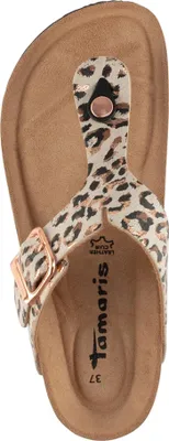Produktbild von Tamaris Damen Pantolette Zehentrenner mit Tieffußbett aus Leder 1-27522-42, Größe:42 EU, Farbe:Beige
