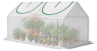 Produktbild von Outsunny Foliengewächshaus mit Fenster PE Tomatenhaus 120x60x60cm Weiß
