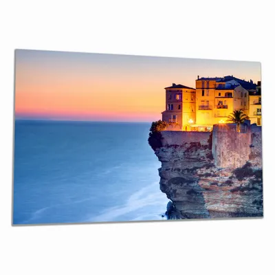 Produktbild von Wallario Herdabdeckplatte aus Glas, Größe 80 x 52 cm 1-teilig, Motiv Haus an der Klippe