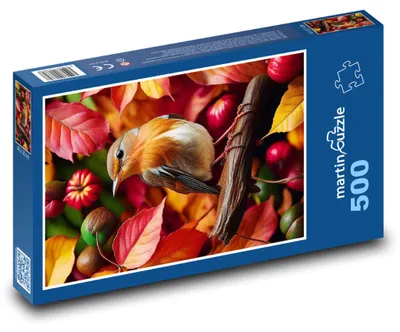 Zdjęcie produktu dla Puzzle 500 Ptak w jesiennych liściach - martinpuzzle