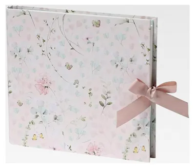 Produktbild von SOHO Fotoalbum zum Einkleben | Fotobuch mit weißen Seiten | Selbstgestaltbares Fotoalbum | Hochzeit | Erinnerungsbuch mit Schleife | 230x220mm | 1 Stück | Farbe: Rosa | Floral