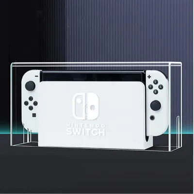 Produktbild von Geeignet für Nintendo Switch Staubschutzhülle, Leuchtbasis, Acryl-Konsolengehäuse für Switch, Zubehör für Spielkonsolen, Staubschutzhülle mit weißem Etikett