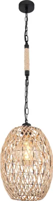 Produktbild von Globo Lighting Hängeleuchte Metall schwarz matt, braun, mit schwarzer Kette, ø: 240mm, H: 1350mm, exkl. 1x E27 60W 230V