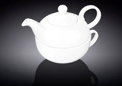Produktbild von Wilmax Teekanne und Tasse Set 375 ml 340 ml Weiß Porzellan WL-994048/AB