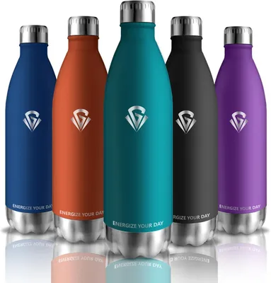 Imagen del producto de Botella de acero inoxidable, 1 litro, a prueba de fugas, sin BPA, ideal para la escuela y el deporte