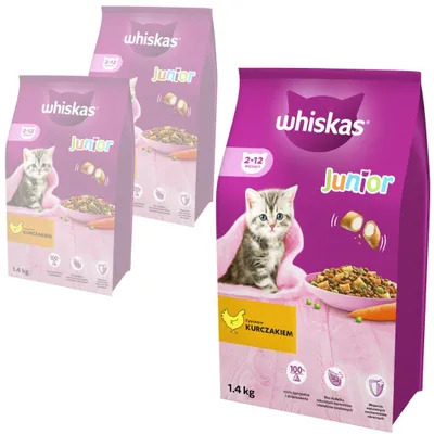 Produktbild von Whiskas Junior 3x1,4kg - Trockenfutter Alleinfuttermittel für Kitten mit leckerem Huhn