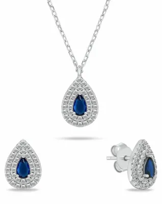 Zdjęcie produktu dla Srebrny zestaw biżuterii z cyrkoniami Tear Drop SET284WB ( Naszyjnik, kolczyki)