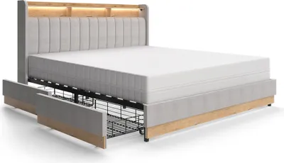 Obrázek produktu pro Čalouněná postel Vitalispa Nura Šedá 180x200 cm se 4 zásuvkami, Model 51720