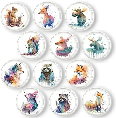 Produktbild von PolkaHome® 3D Tiere Kühlschrankmagneten Set - 12 Stück - Dekorative Glas Magnete für Kühlschrank, Whiteboard, Büro und Zuhause - Bunt