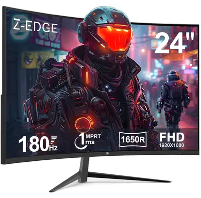 Immagine prodotto di Monitor da gaming curvo da 24 pollici, 200 Hz, risoluzione Full HD (1920x1080), pannello VA, schermo opaco