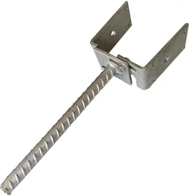 Produktbild von U-Pfostenträger verstellbar für Pfostenbreite von 65 bis 120 mm mit Dolle zum Einbetonieren