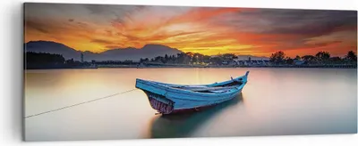 Produktbild von Bild auf Leinwand - Leinwandbild - Einteilig - Westen Sonne Boot - 140x50cm - Wand Bild - Wanddeko - Wandbilder - Leinwanddruck - Bilder - Wanddekoration - Leinwand bilder - Wandbild - AB140x50-4791