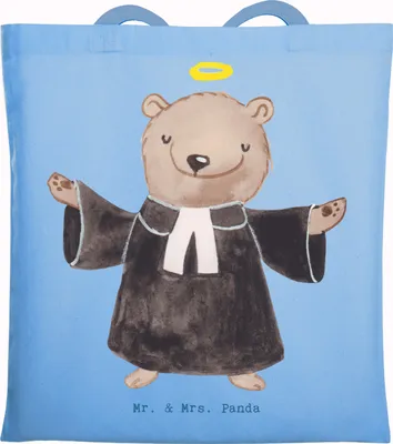 Produktbild von Mr. & Mrs. Panda Tote Bag Pastor Herz - Sky Blue - Geschenk, Tasche, Stoffbeutel, Pfarrer, Laptoptasche, Shopping, Kirche, Schultasche