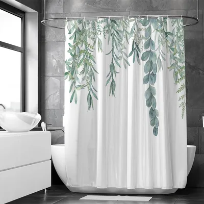 Productafbeelding van Douchegordijn, waterdicht, polyester, 180x200 cm, met ringen, voor de badkamer