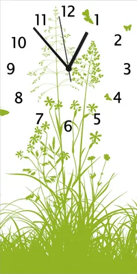 Produktbild von Wallario Design Wanduhr bedruckt, Größe 30 x 60 cm, Motiv: Grüne Sommerwiese
