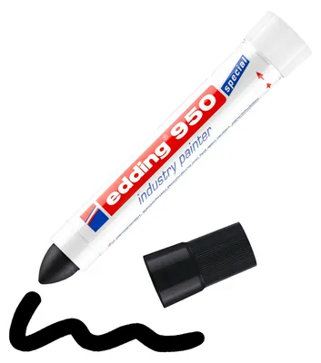 Produktbild von Edding 950, Schwarz, Pinselspitze, Schwarz, Weiß, Kunststoff, 1 cm, CE
