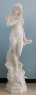 Image de Casa Padrino Sculpture en marbre de jardin Art Nouveau Femme Blanc H. 185 cm - Figure de décoration de jardin