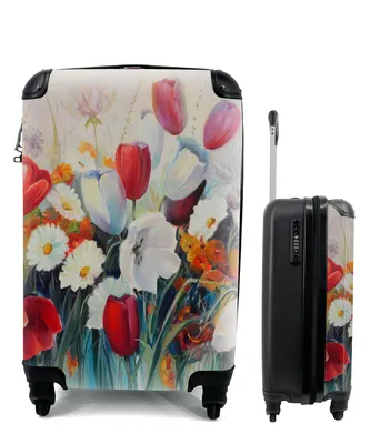 Produktbild von MuchoWow® Koffer Handgepäck Trolley Rollkoffer Kleine Reisekoffer mit 4 Rollen - Malerei - Ölgemälde - Blumen - Cabin Size < 55x40x23 cm & 55x40x20 cm - Fotokoffer - Kabinenkoffer - Boardgepäck - Reise-Box - Reisekoffer - Reisegepäck - Koffer mit Bild - Trolley für Kinder