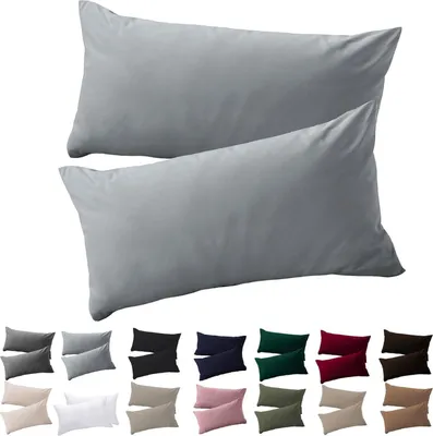 Produktbild von Soifox Kissenbezug 40x80 Anthrazit 2er Set Mikrofaser Reißverschluss