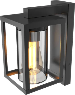 Produktbild von Calex Naples Wandleuchte, für Außen, E27 Fassung, mit Tag/Nacht-Sensor, Aluminium, wasserdicht, Schwarz