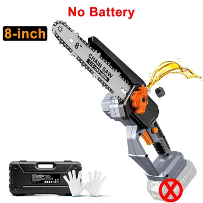 Image de Scie à chaîne électrique mini - Scie à chaîne sans fil - 20,3 cm - Moteur sans balais - 21 V - 700 W - Lubrification automatique de la chaîne - Sans batterie