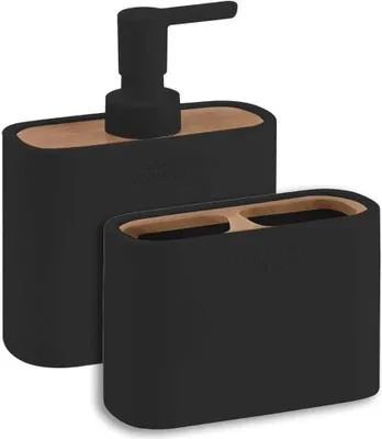 Immagine prodotto di Set accessori bagno 2 pz. Nero in resina e bambu' | Alisso
