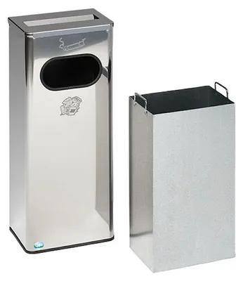 Produktbild von Robuster Kombiascher mit Edelstahl-Abdeckung | HxBxT 76x31x22cm | Edelstahl | Poliert