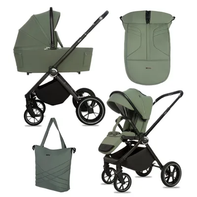 Produktbild von BabyLux® Kinderwagen 2in1 GAVIA, Faltbar Leicht Kombikinderwagen Set incl. Babywanne, Buggy Sportsitz, Wickeltasche und mehr Zubehör, 4 Liegepositionen, 0-22kg (0-4 Jahre), UV Schutz 50+. Belüftung