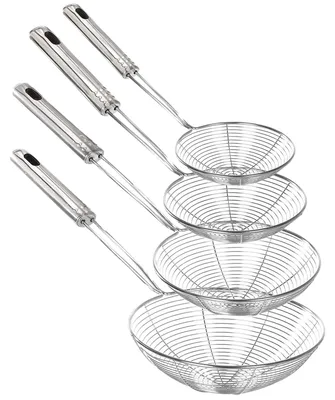 4-teiliges Edelstahl-Spinnensieb-Set, hitzebeständig, 14–20 cm