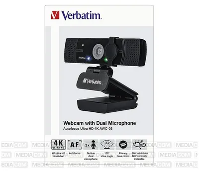 Produktbild von Verbatim 49580, 3840 x 2160 Pixel, Full HD, 30 fps, 1920x1080@30fps, 3840x2160@30fps, 150 mm, Sichtschutzblende