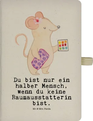 Produktbild von Mr. & Mrs. Panda notizbuch Raumausstatterin Herz - Transparent - Geschenk, Reisetagebuch, Kladde, kariertes, Tagebuch, Journal