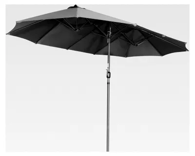 Produktbild von Doppelsonnenschirm 460x270cm mit Kurbel für Terrasse, Balkon und Garten UPF 50+ Grau