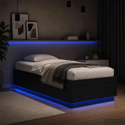 Imagen del producto de Maison Exclusive: Estructura de cama con iluminación LED, roble , 80 x 200 cm, material de madera