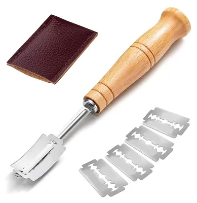 Broodmes met houten handvat en 5 Ersatzmesser, 19 cm