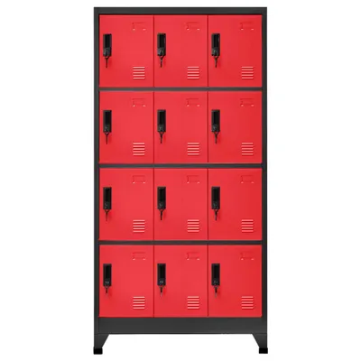 Image de vidaXL Armoire à casiers Anthracite et rouge 90x45x180 cm Acier